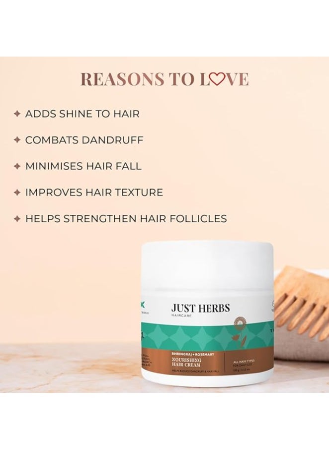 Just Herbs - Just Herbs Noursing Hair Cream for Men & Women with Bhringraj & Rosemary, Helps Reduce Dandruff and Hairfall 100 g - Image 1