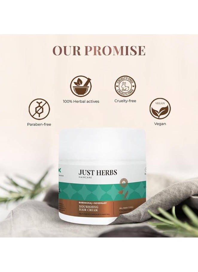 Just Herbs - Just Herbs Noursing Hair Cream for Men & Women with Bhringraj & Rosemary, Helps Reduce Dandruff and Hairfall 100 g - Image 1