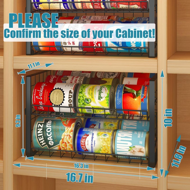 JKsmart 2-Tier Stackable Can Rack Organizer for Pantry, Adjustable Can Dispenser Holds Up to 60 Cans, Can Storage Holder for Various Ounces of Canned Food Soda Drinks, Black, 2 Pack - Image 3
