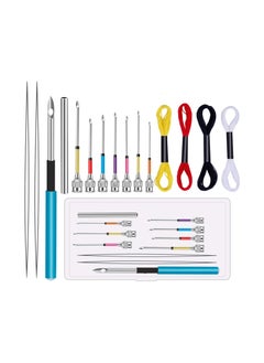 KASTWAVE Punch Needle Set, 15 Pcs Embroidery Stitching Punch Needle Poking Cross Stitch Tools Knitting Needle Art Handmaking Sewing Needles with 4 Colors Thread  - Image 1
