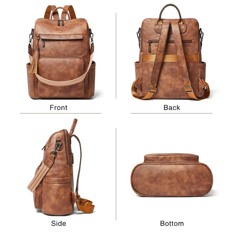 Shrrie Vegan Leather Laptop Backpack for Women 15.6 inch Work Backpack Fashion Travel Backpack Purse for Travel College Work - Image 5