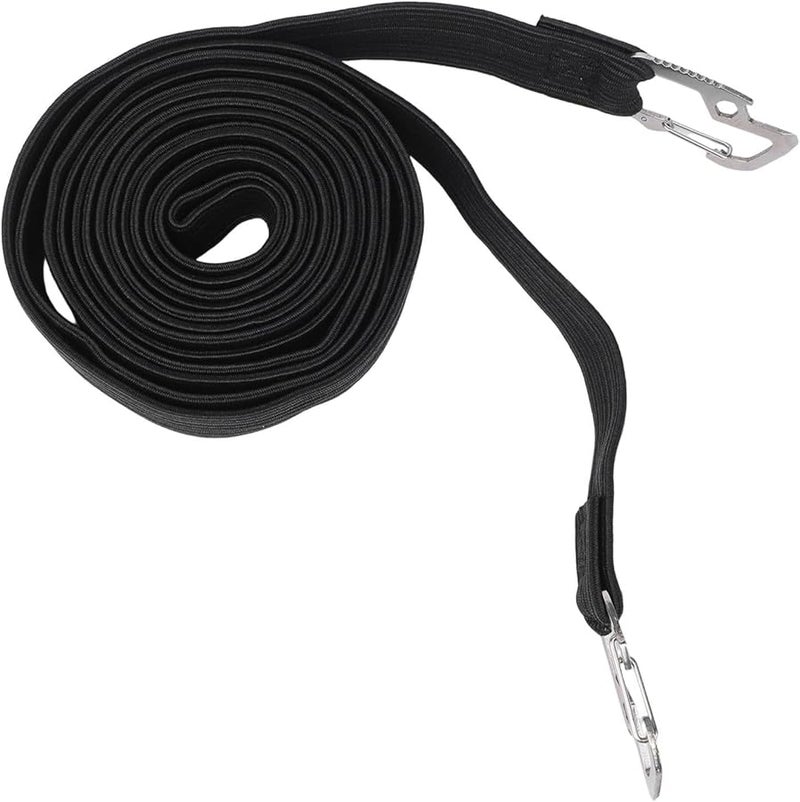 Black 4 Meters Heavy Duty Elastic Strap with Metal Hooks for Securing Cargo and Items - Image 3