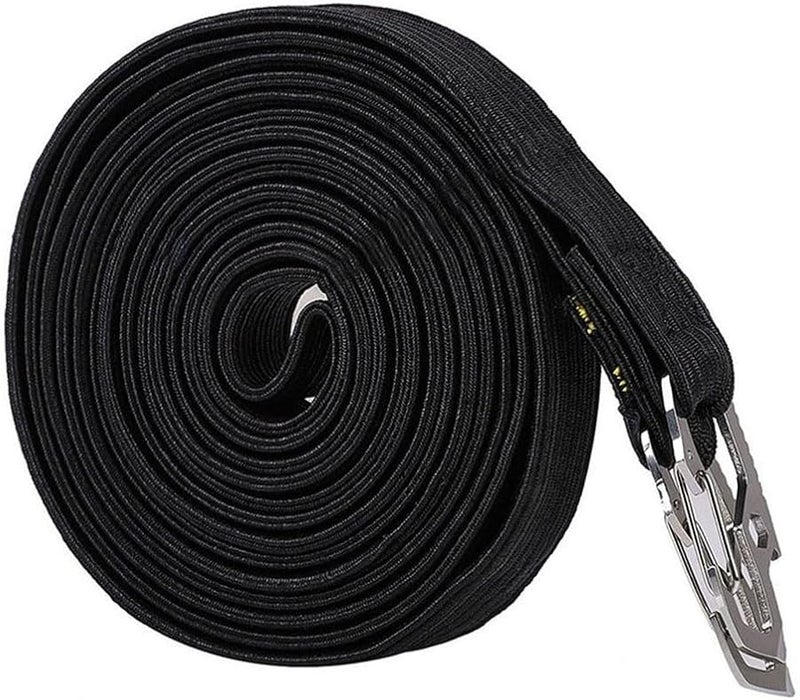 Black 4 Meters Heavy Duty Elastic Strap with Metal Hooks for Securing Cargo and Items - Image 4