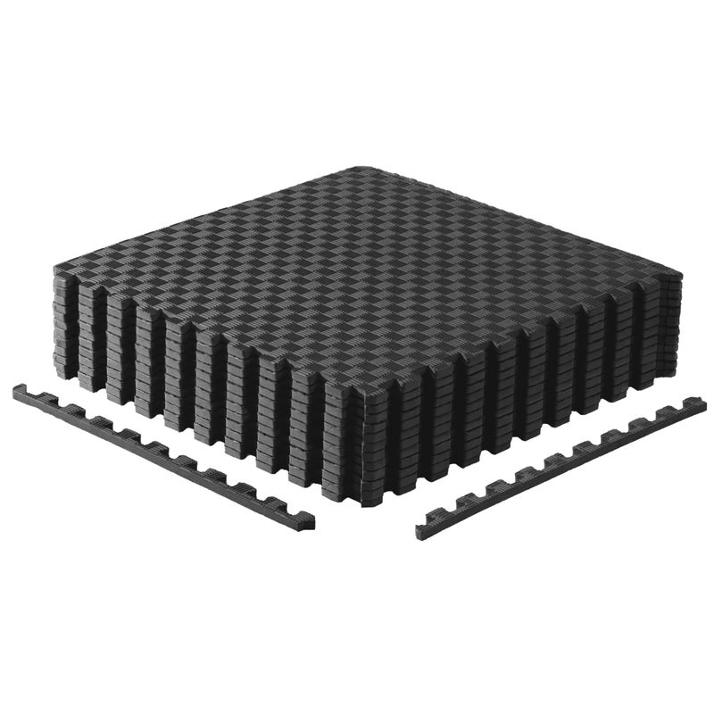 CAP Barbell 12Inch Interlocking EVA Foam Exercise Puzzle Mat Home Gym Flooring 2 Pack 24 x 24 x 12 Tatami Pattern Black - Image 2