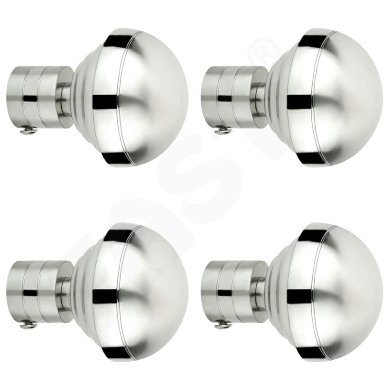 FAST Metal Solid Curtain Rod Bracket Finials 81x63 mm Silver Pack of 4 - Image 1