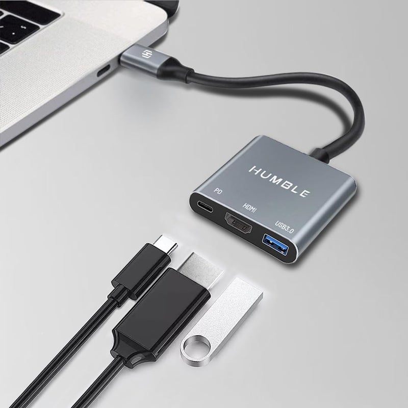 Humble محول USB-C إلى HDMI، مركز 3 في 1 مع HDMI بدقة 4K@30Hz، USB 3.0 بسرعة 5Gbps، منفذ شحن PD بقوة 100W لجهاز MacBook، الكمبيوتر المحمول، الكمبيوتر الشخصي والأجهزة من نوع C، (ضمان لمدة سنة) - Image 4
