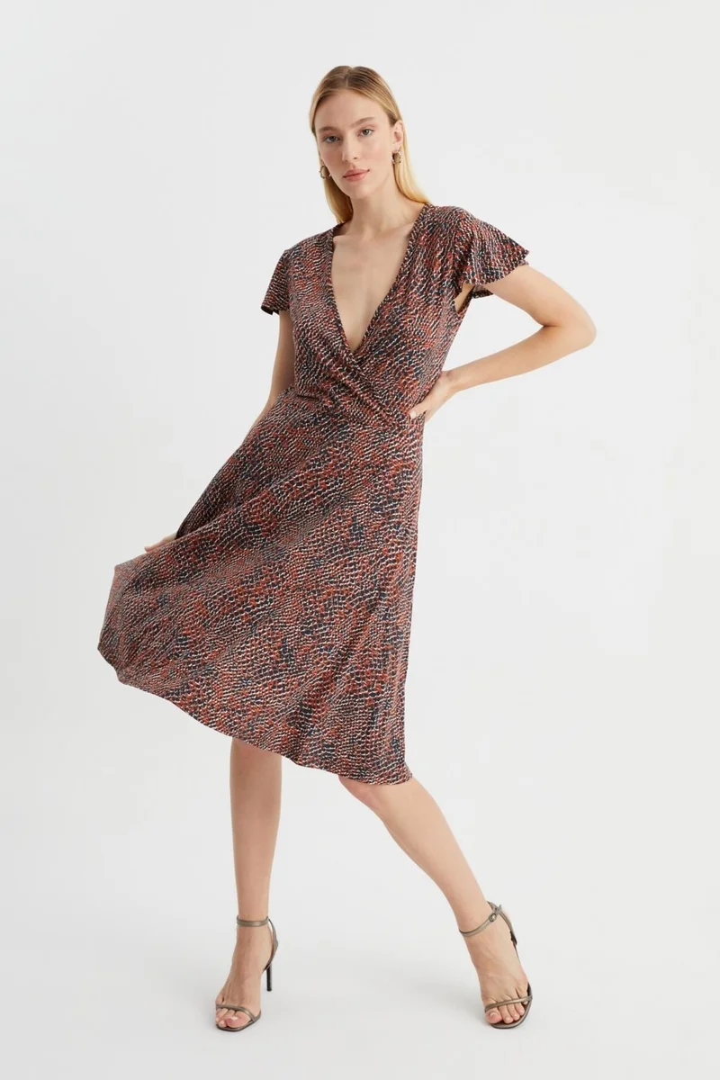 Alexander Gardi Printed Flutter Sleeve Dress