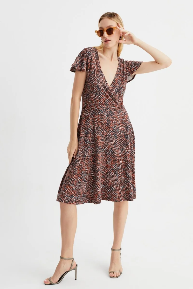 Alexander Gardi Printed Flutter Sleeve Dress