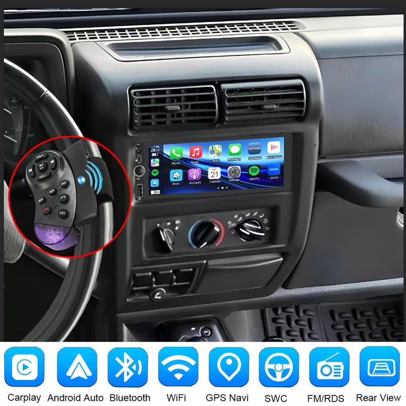 Zeminba راديو ستيريو للسيارة مع نظام GPS وكار بلاي وأندرويد أوتو لسيارات دودج رام 1500 2500 3500 من 1994-2001 أفينجر دورانجو/كارافان داكوتا 1984-2000/جيب شيروكي رانجلر 1997-2002/كرايسلر سيروس 1995-2000 - Image 2