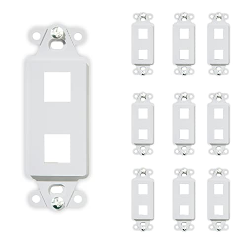 Legrand OnQ 2 Port Decorator Outlet Strap Wall Outlet Cover Keystone Wall Plate Outlet Cover for Keystone Wall Plate 2 Port White WP3412WH 10 Pack