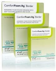 ComfortFoam Ag Border  4x 4  Self Adherent Soft Silicone Foam Dressing with Silver  For Full and Thick Exuding Wounds Showerproof Provides Thermal Insulation