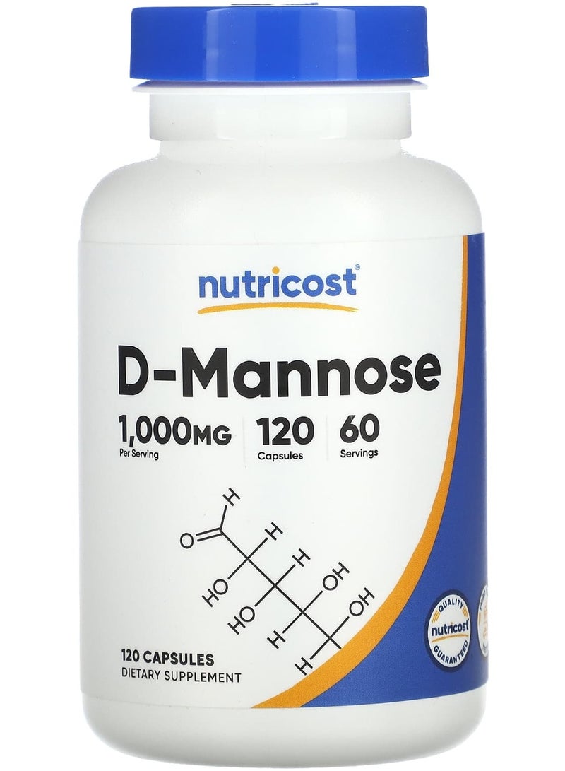 D-Mannose, 1,000 mg, 120 Capsules (500 mg per Capsule)