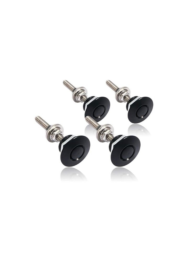 LAMAY 4pcs Universal Aluminum Vehicle Hood Pins - License Plate Lock Clip, Push Button Bonnet, Quick Release Lock Latch Bumper, Diameter 1.25 inch (Black) (Color : Black) - Image 1