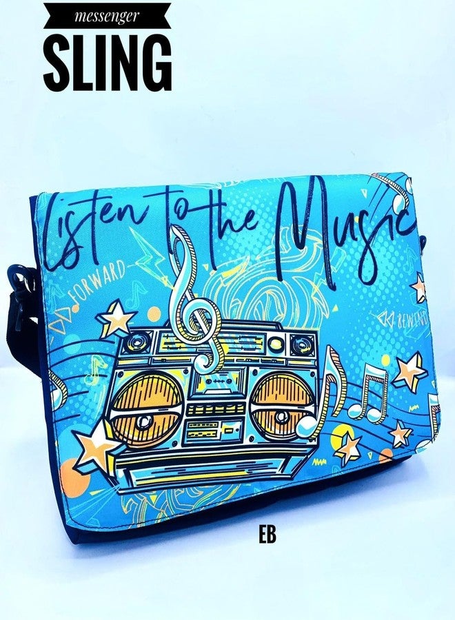 Echo Boomers Music Printed Crossbody Laptop Sling Shoulder Bag, Fits 12-inch Tablet, Mobile, Passport & Cards, Messenger Bag with Detachable Strap, Multipocket | Waterproof | Expandable - Image 2