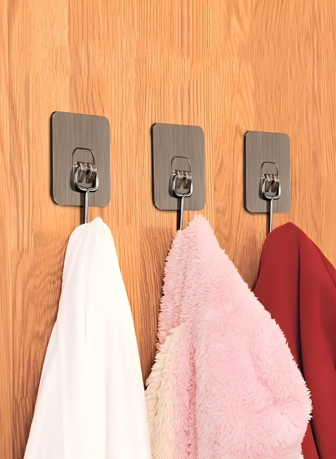 Atharved 10 PCS Large Adhesive Hooks for Wall Heavy Duty Waterproof Wall Hooks for Hanger Hooks, Stainless Steel Towel and Coats Wall Hook to Use Inside Kitchen, Bathroom, Home and Office - Image 2