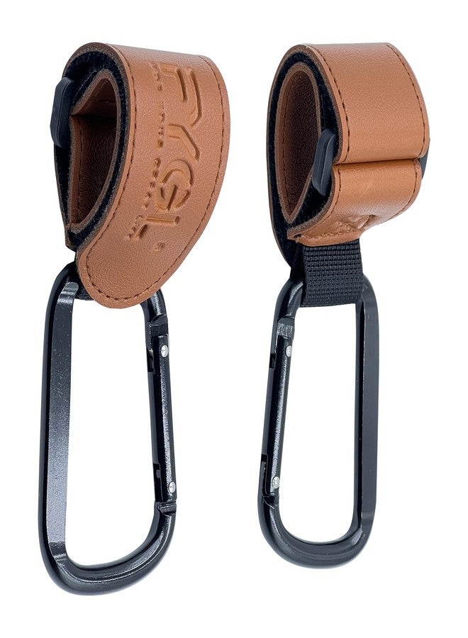 FYGL Stroller-Hooks - Adjustable Stroller Carabiner Clips, Universal Stroller Clips and Hooks for Parents and Travelers - Ideal Stroller Accessories for Shopping, Travel, and Baby Gear - Brown, 2 Pack - Image 1
