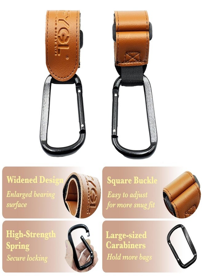 FYGL Stroller-Hooks - Adjustable Stroller Carabiner Clips, Universal Stroller Clips and Hooks for Parents and Travelers - Ideal Stroller Accessories for Shopping, Travel, and Baby Gear - Brown, 2 Pack - Image 4