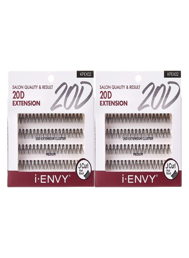 i.Envy i-ENVY 20D Extension Cluster Individual Lashes (Medium, 2 PACK) Flat Root Seamless Application Perfect For DIY Lash Extension - Image 1