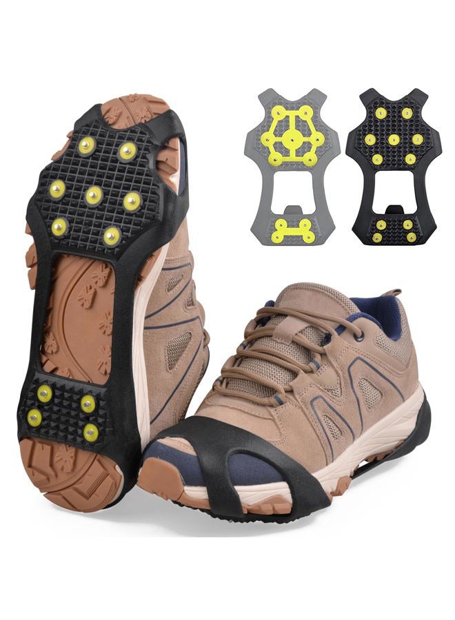 FUSIGO Ice Cleats Walk Traction Crampons, 11 Studs Non-Slip Snow Traction Cleats for Shoes and Boots Walking Hiking Running Men Women - Image 1