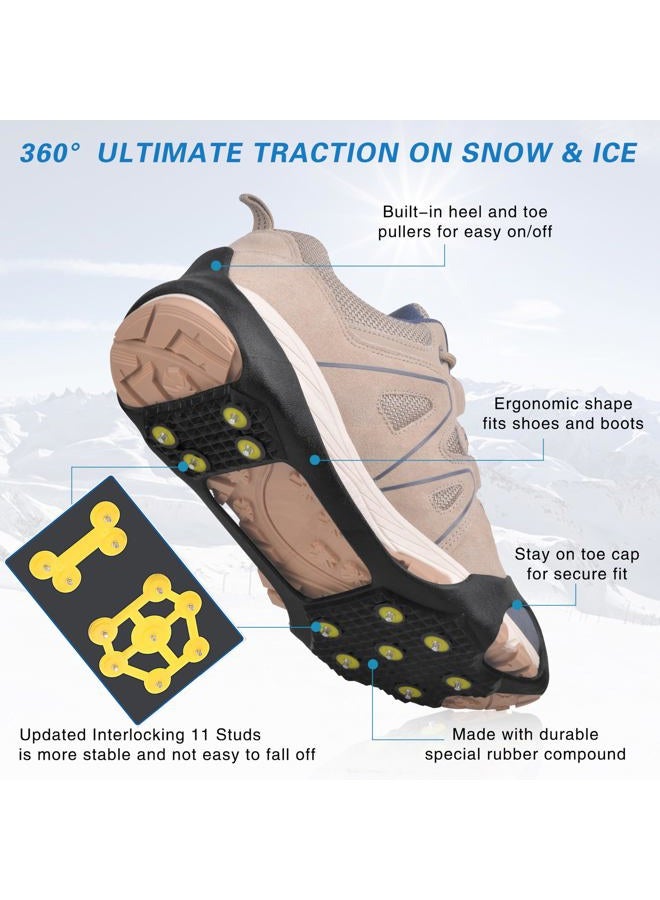 FUSIGO Ice Cleats Walk Traction Crampons, 11 Studs Non-Slip Snow Traction Cleats for Shoes and Boots Walking Hiking Running Men Women - Image 3