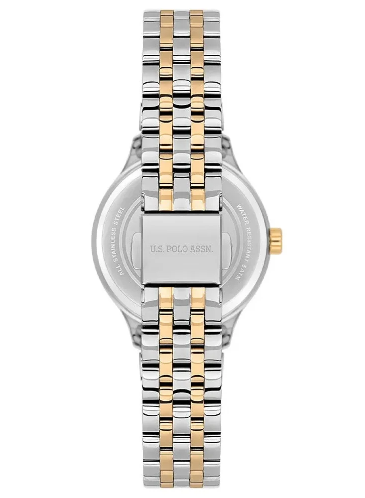 U.S. Polo Assn. Stile Women's 30mm Watch with Green Dial & Two Tone Bracelet