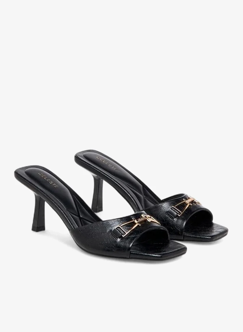 Celeste Women Buckle Detail Kitten Heel Sandals
