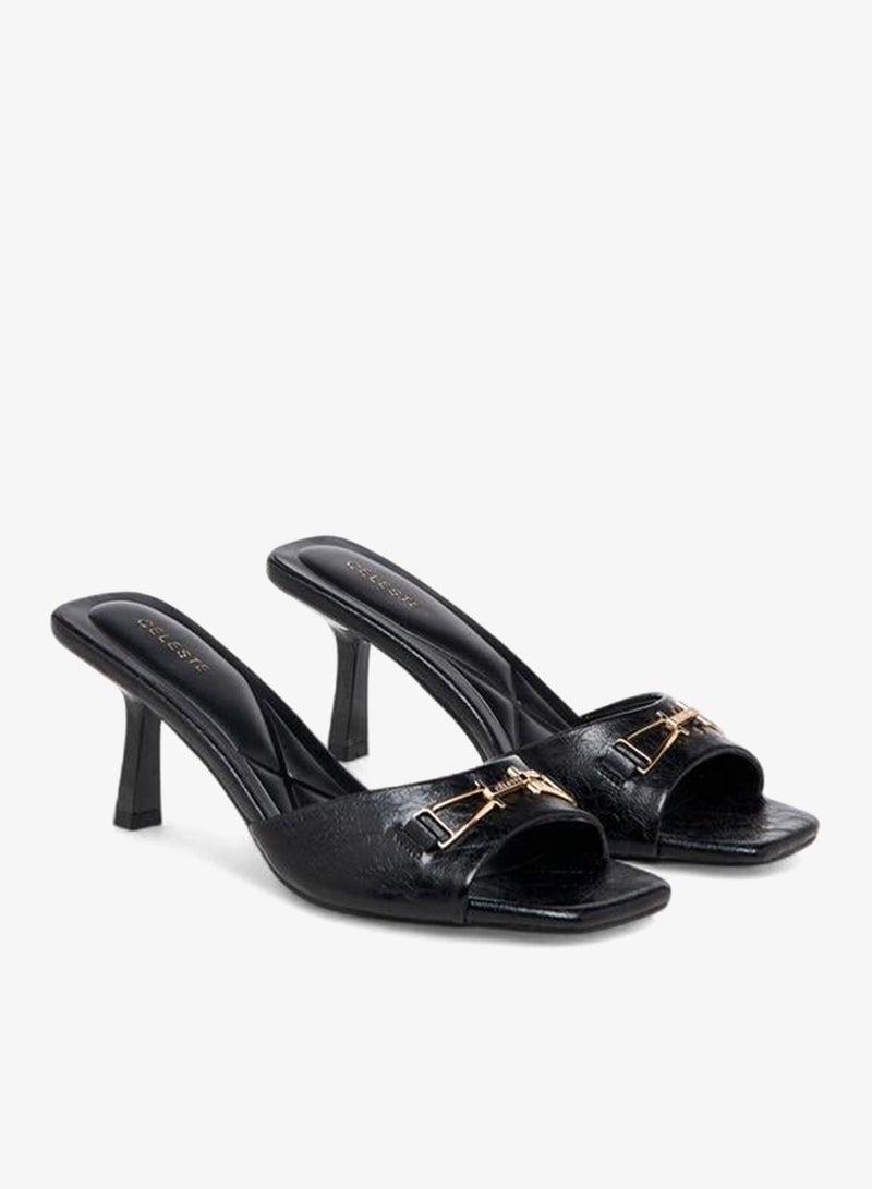 Celeste Women Buckle Detail Kitten Heel Sandals - Image 2