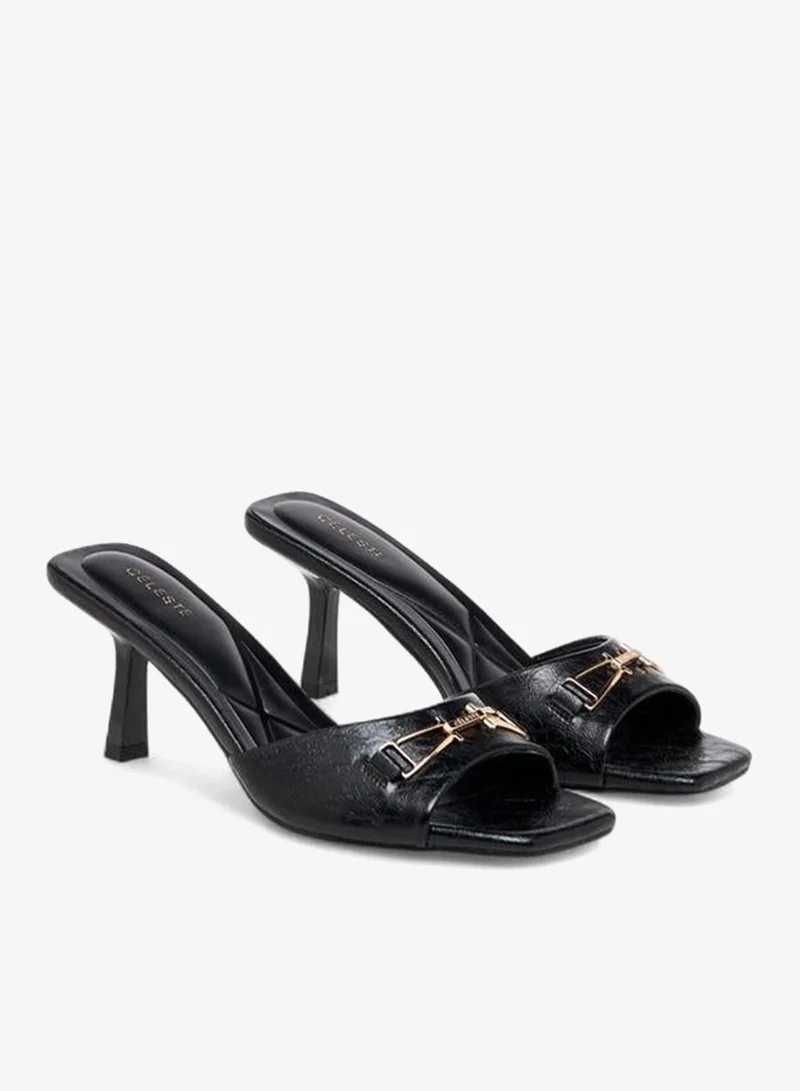 Celeste Women Buckle Detail Kitten Heel Sandals