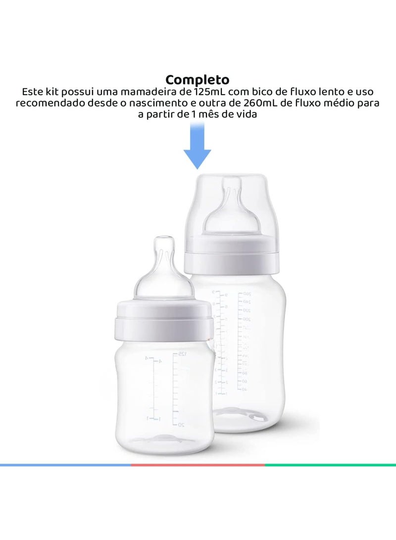 فيليبس طقم زجاجات رضاعة للأطفال مضادة للمغص 125 و260 مل، تصميم كلاسيكي مع نظام تهوية لتغذية مريحة وتقليل الغازات - Image 3