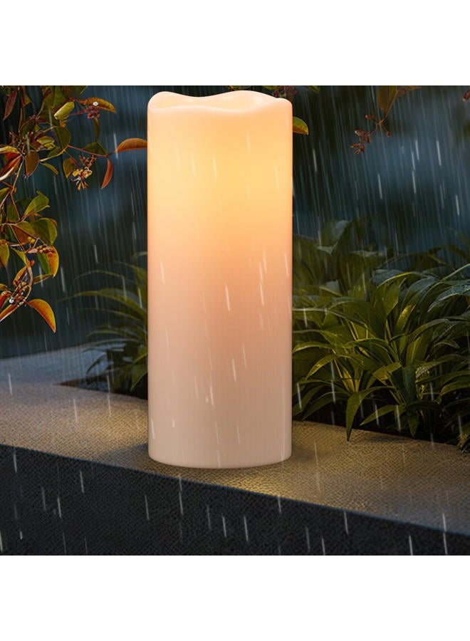 DRomance 10" Large Solar Flameless Candles Outdoor Waterproof Dusk to Dawn Solar Rechargeable Battery LED Flickering Pillar Candles for Patio Porch Garden Lantern Decor(2 Pack White) - Image 5