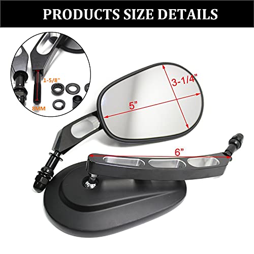 Rich Choices 8mm Black Motorcycle Rearview Side Mirror Hollow styling for Harley Bobber Cruiser Custom MT - Image 3
