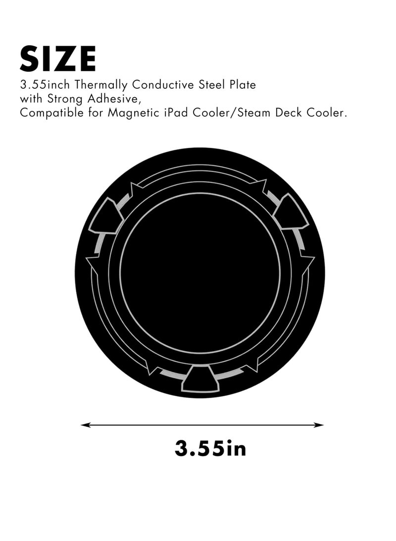 Magnetic Suction Plates for iPad Cooler, 5 Pcs 3.55 inch Round Thermal Conductive Steel Pads with Strong Adhesive, Compatible with iPad Magnetic Cooler and Steam Deck Fan Mounting  - Image 2