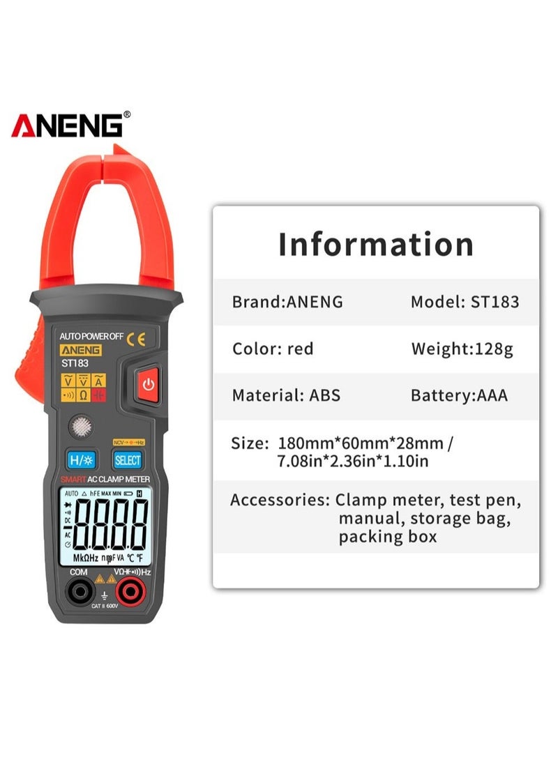 أنينج - جهاز قياس التيار المتردد الرقمي ST183، 6000 عداد تيار متردد، مقياس متعدد RMS حقيقي، جهاز اختبار جهد التيار المستمر/المتردد، السعة، هرتز، اختبارات أوم NCV - Image 1