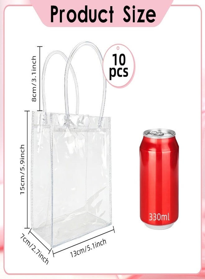 eowqeiur 10 Pack Clear Vinly Gift Bags(13x15) with Handles for Candy Goodie Treat Goody Gift Wrap - Image 2