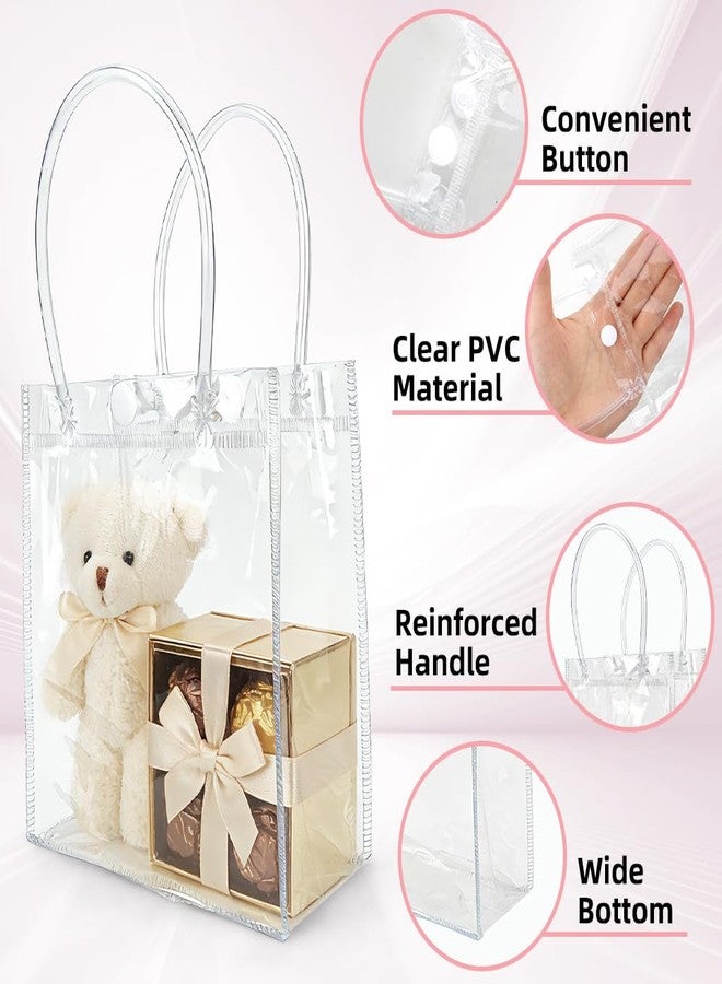 eowqeiur 10 Pack Clear Vinly Gift Bags(13x15) with Handles for Candy Goodie Treat Goody Gift Wrap - Image 3