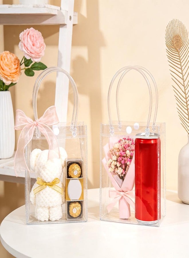 eowqeiur 10 Pack Clear Vinly Gift Bags(13x15) with Handles for Candy Goodie Treat Goody Gift Wrap - Image 4