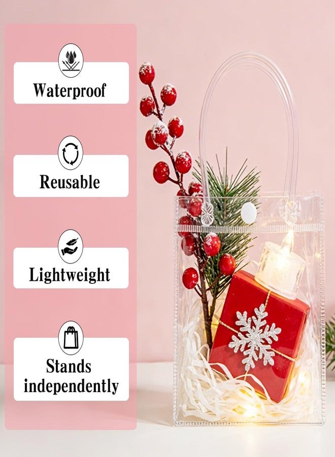 eowqeiur 10 Pack Clear Vinly Gift Bags(13x15) with Handles for Candy Goodie Treat Goody Gift Wrap - Image 5
