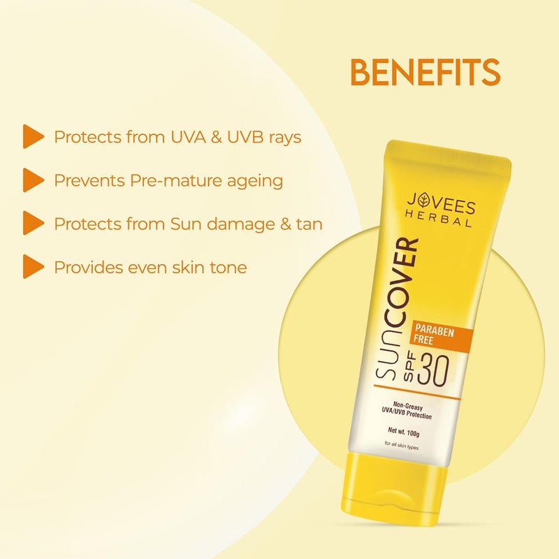 Jovees Herbal Natural Suncover SPF 30 Cream 100g Pack of 2 - Image 4