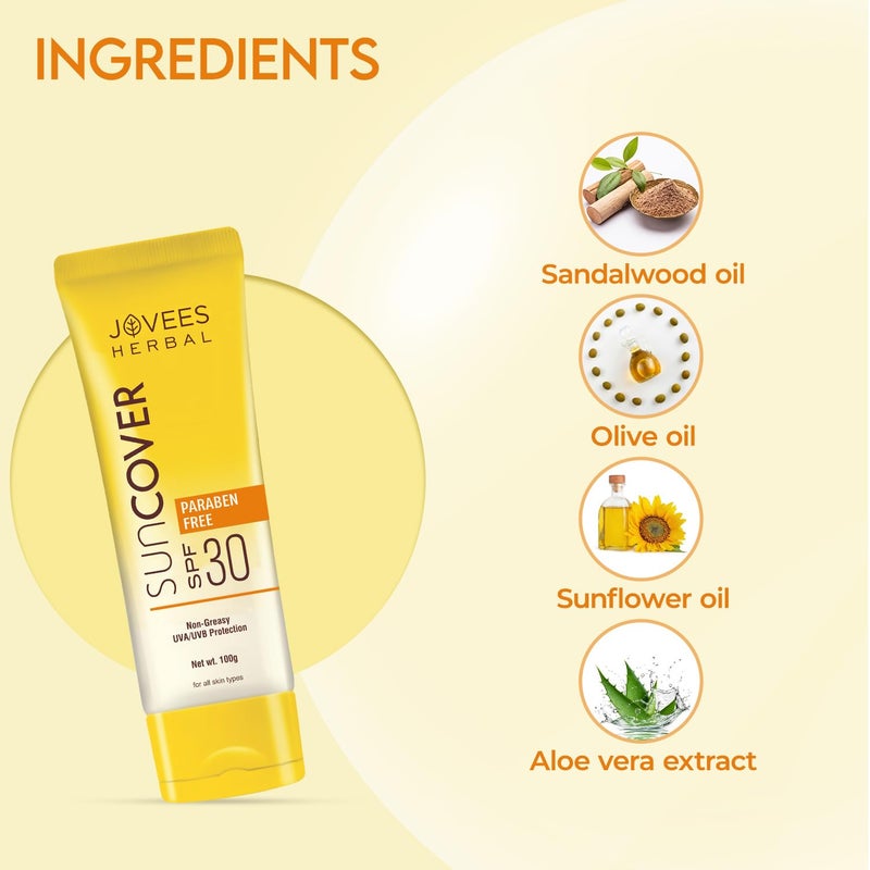 Jovees Herbal Natural Suncover SPF 30 Cream 100g Pack of 2 - Image 5