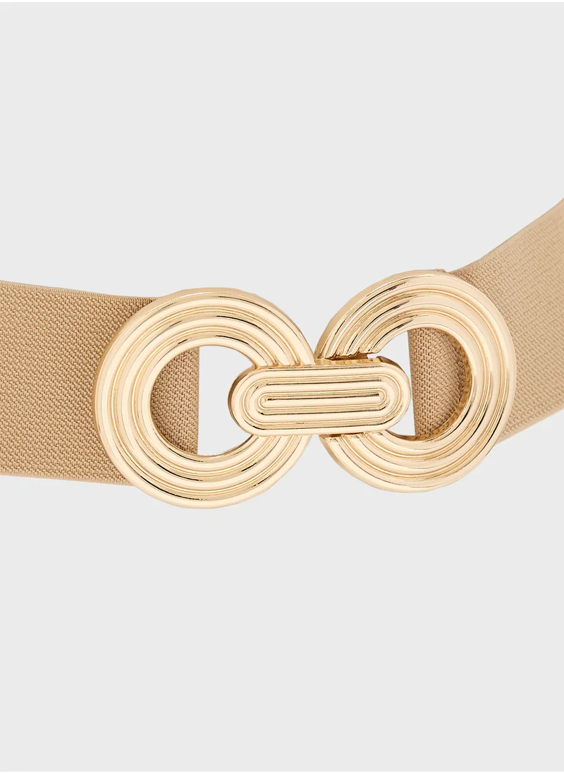 ايلا ليمتد اديشن Natural Wide Belt With Gold Buckle