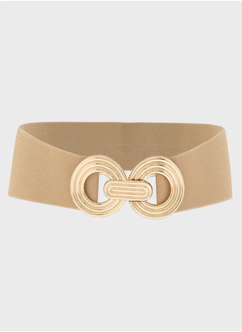 ايلا ليمتد اديشن Natural Wide Belt With Gold Buckle