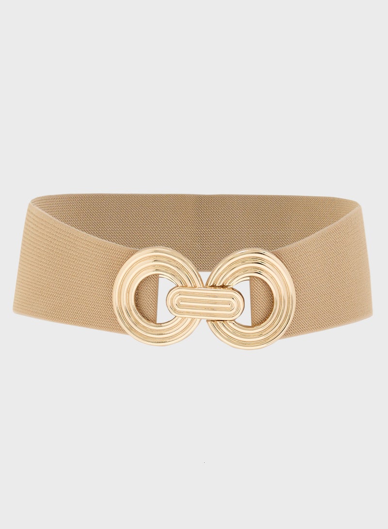Ella Limited Edition Natural Wide Belt With Gold Buckle  - Image 1