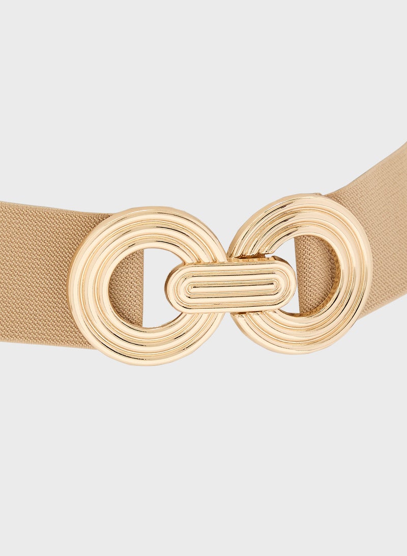 Ella Limited Edition Natural Wide Belt With Gold Buckle  - Image 2
