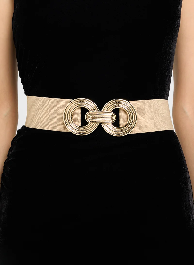 Ella Limited Edition Natural Wide Belt With Gold Buckle