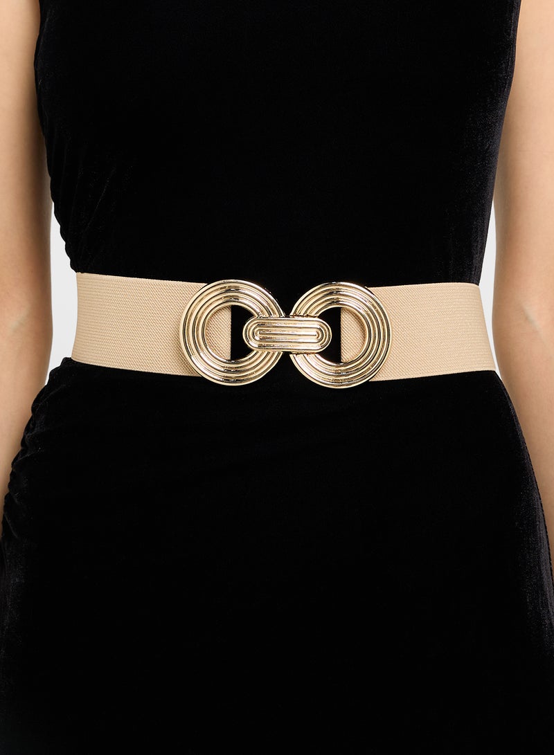 Ella Limited Edition Natural Wide Belt With Gold Buckle  - Image 3