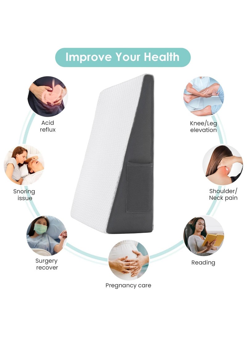 RION Wedge Pillow for Sleeping Bed Wedge Pillow for After Surgery Triangle Pillow Wedge for Acid RefluxGerd Snoring Post Surgery Leg Back Pain Relief - Soft Memory Foam Top & Washable Cover - Image 4