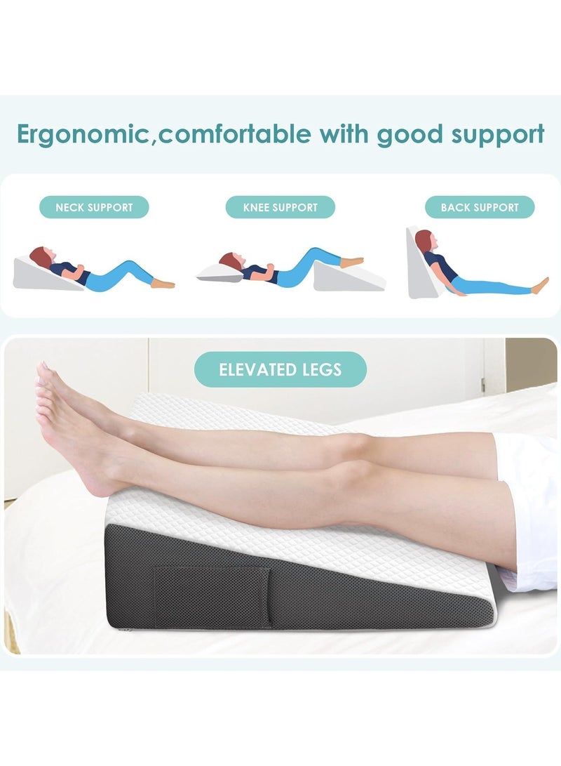 RION Wedge Pillow for Sleeping Bed Wedge Pillow for After Surgery Triangle Pillow Wedge for Acid RefluxGerd Snoring Post Surgery Leg Back Pain Relief - Soft Memory Foam Top & Washable Cover - Image 5
