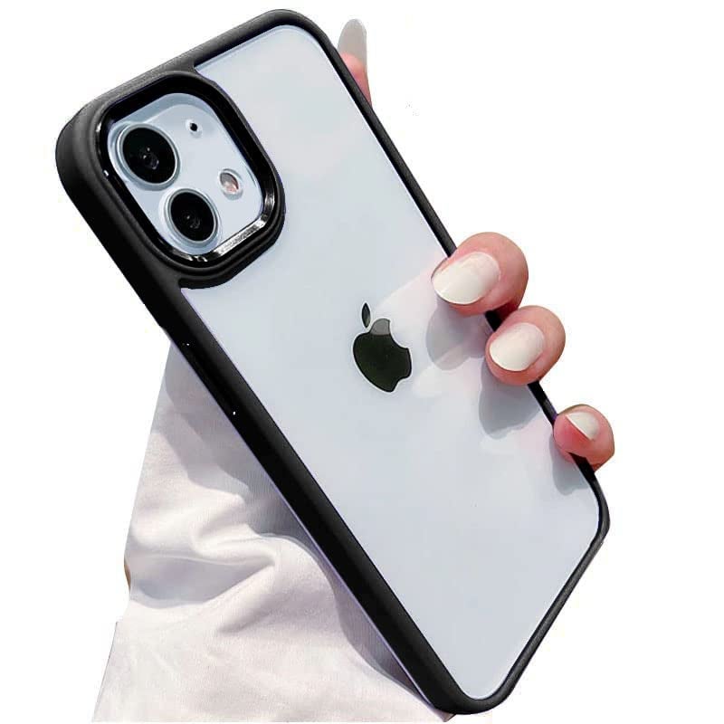 mobistyle Hybrid Pc+Tpu Soft Grip Clear Back Panel Enhanced Metal Camera Guard Back Cover For Iphone 11 (Metal Black) - Image 1