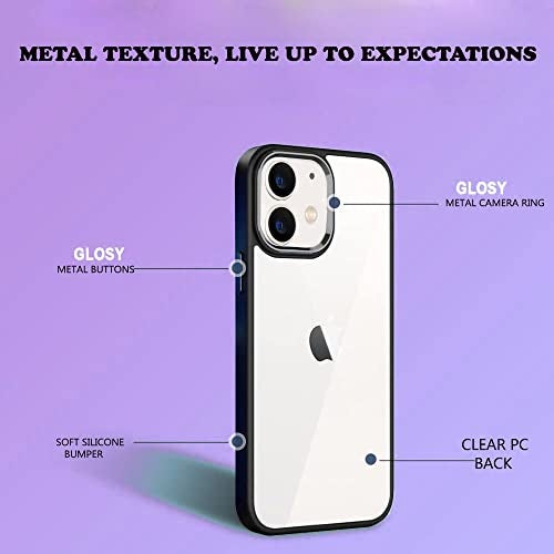 mobistyle Hybrid Pc+Tpu Soft Grip Clear Back Panel Enhanced Metal Camera Guard Back Cover For Iphone 11 (Metal Black) - Image 2