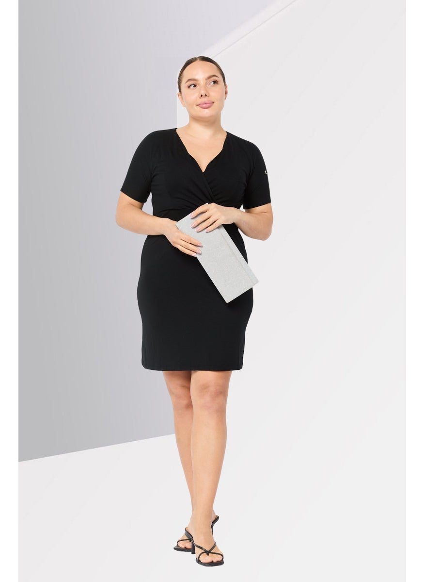 Harmont & Blaine - Women Solid Mini Dress, Black - Image 1